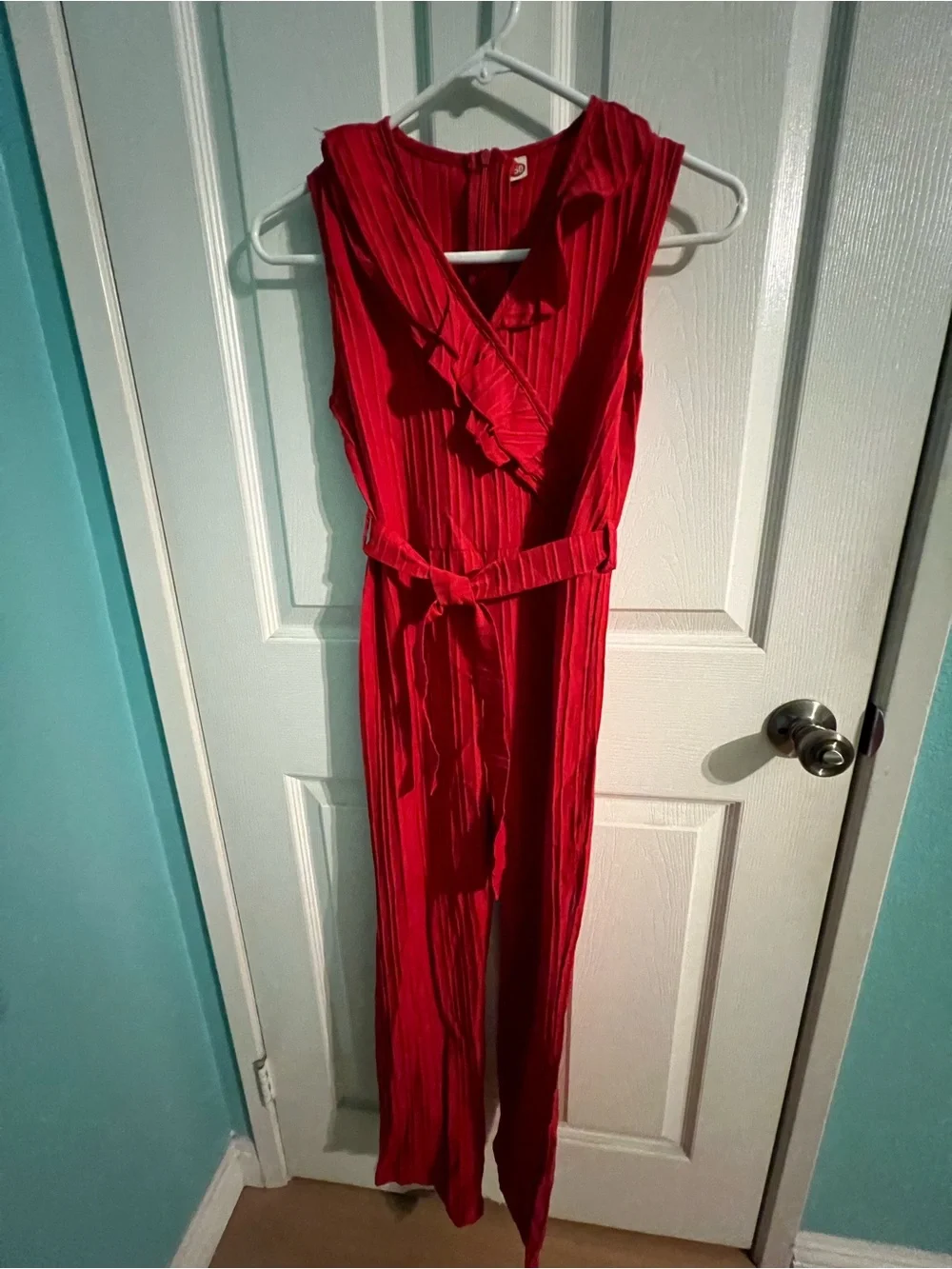 Red Ruffled Sleeveless Jumpsuit